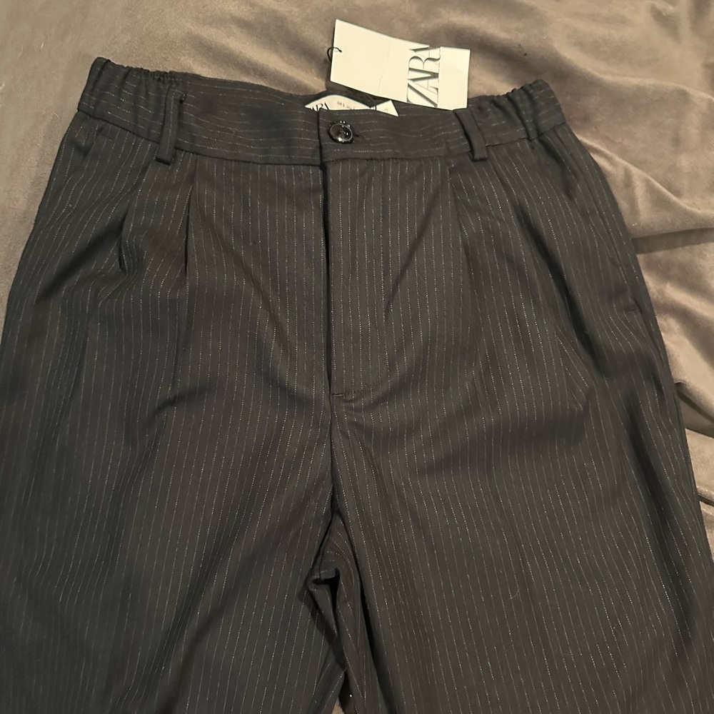 Zara High Waist Plicated Detail Straight Leg Pants size S